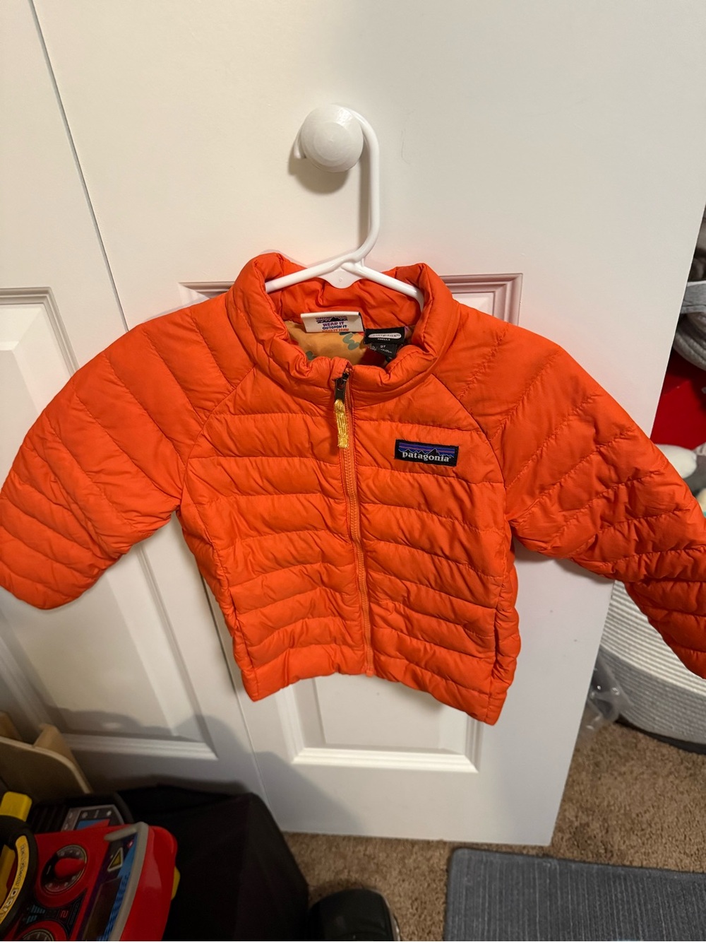Patagonia Kids Bright Orange Quilted Puffer Jacket
